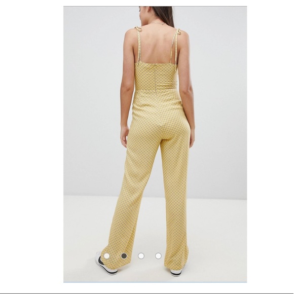 NWT Emory Park yellow jumpsuit with two tie front large medium - Picture 3 of 8